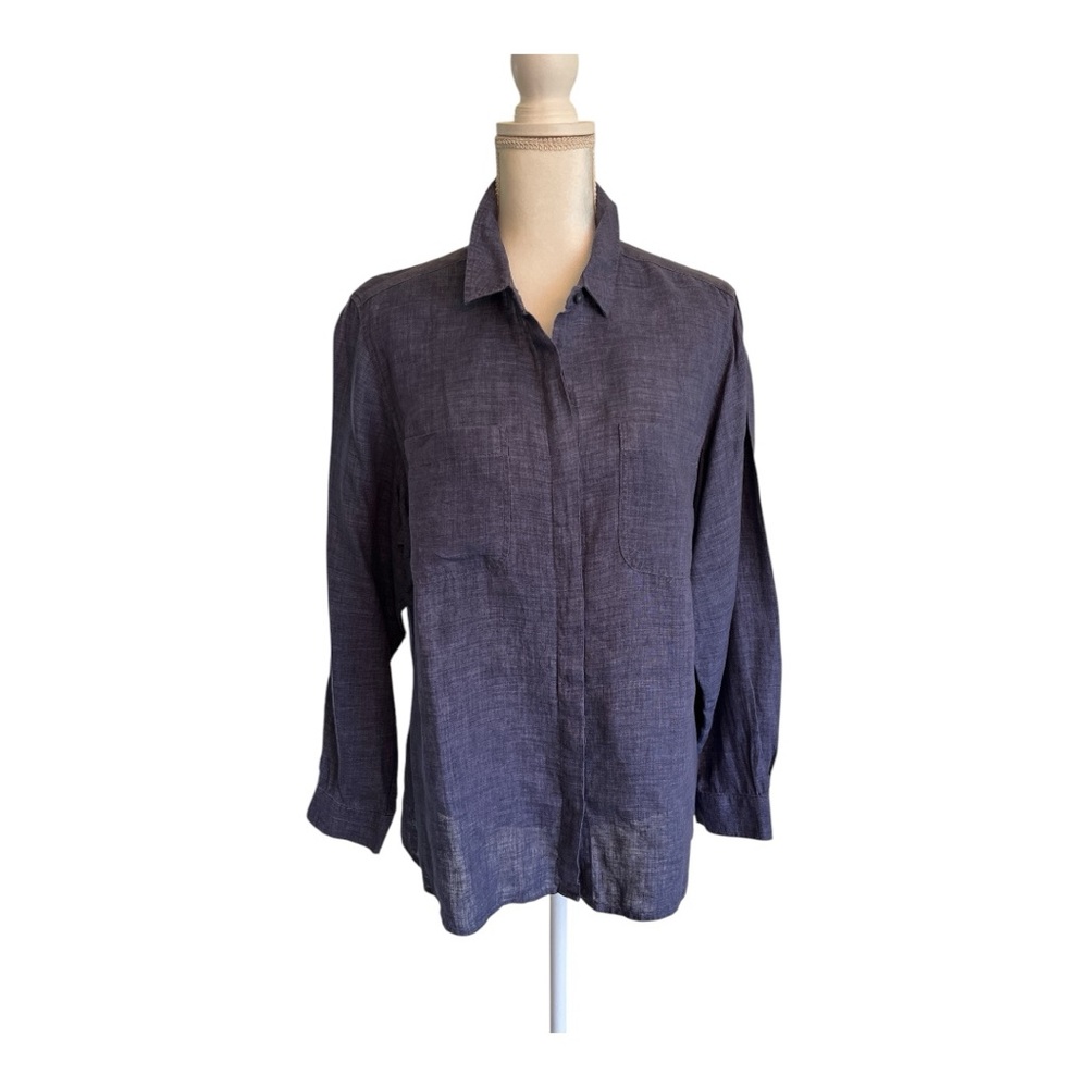 Denim-Color 100% Linen Shirt